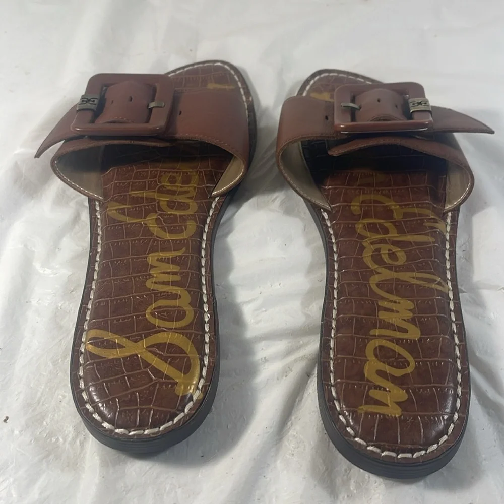 Sam Edelman Women’s Granada Brown Croc-Embossed Adjustable Buckle Slide Sandals - Picture 4 of 9